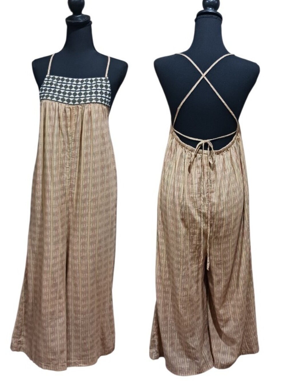 Sundance Yemi Tie Back Strap Vintage Inspired Wide Leg Jumpsuit - Picture 2 of 11